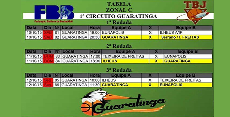 Campeonato Estadual de basquete comea nesta sexta (9), em Guaratinga 
