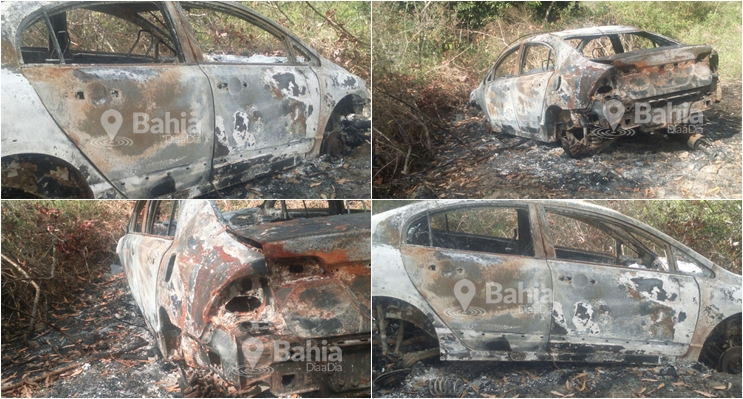 Veiculo 'Honda Civic'  encontrado incendiado e abandonado em prximo ao Cotovelo