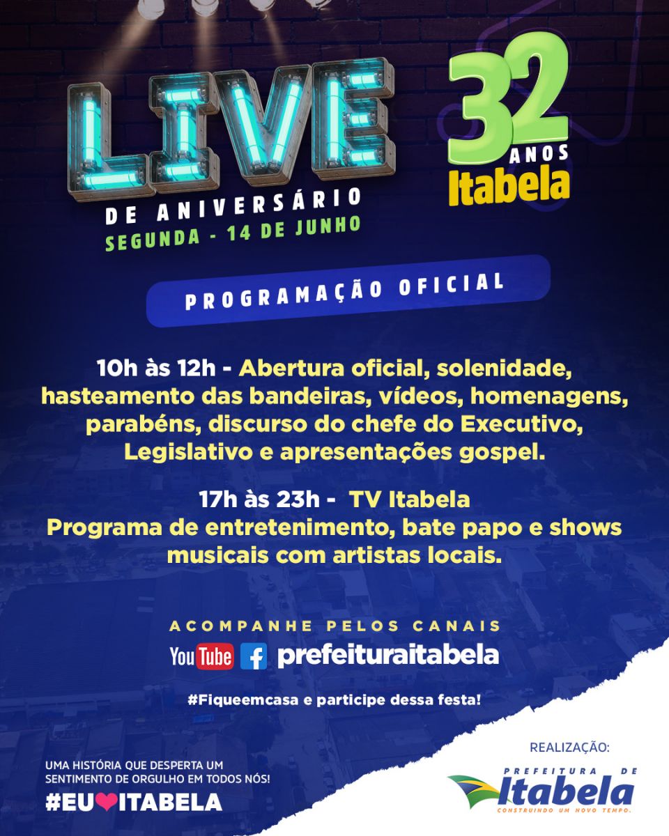 32 anos: Festa de Aniversrio de Itabela ter celebrao e shows on-line