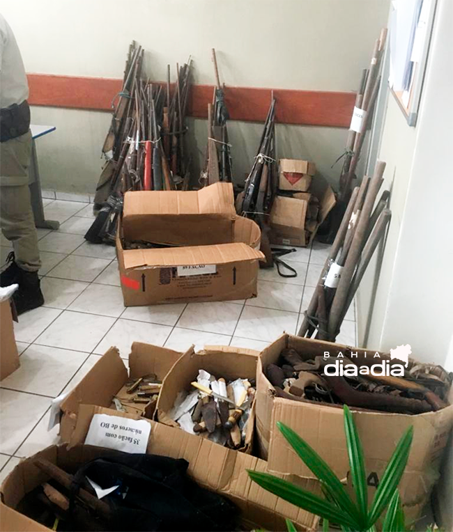 Polcia civil de Itabela envia armas e munies para destruio. (Foto: Divulgao/PC)