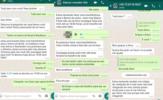 Vereador de Itabela afirma ter tido WhatsApp clonado por golpistas. (Foto: Montagem/BAHIA DIA A DIA)