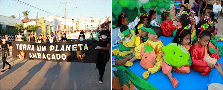 Desfile ecolgico alerta comunidade para a preservao da Natureza em Guaratinga. (Foto: Alex Barbosa/Bahia Dia a Dia)