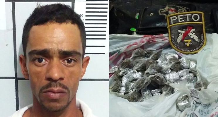 Homem comprava drogas em Itabela e revendia em Guaratinga. (Foto: Divulgao/PM)