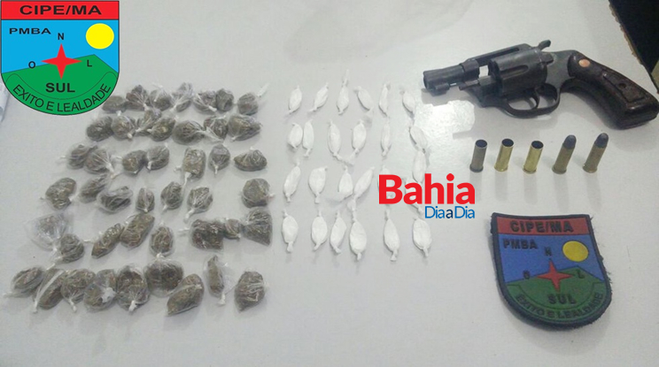 Drogas e arma foi apreendida na ação. (Foto: Divulgação/CAEMA) Drogas e arma foi apreendida na ação. (Foto: Divulgação/CAEMA)