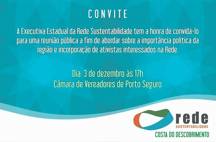 Rede Sustentabilidade realiza reunio pblica nesta quinta (3), em Porto Seguro