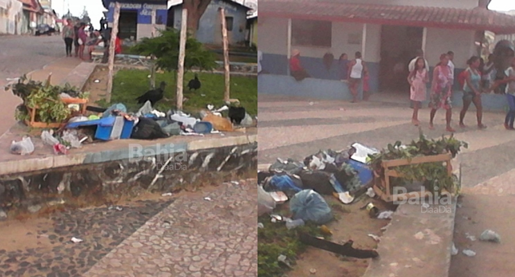 Internauta denuncia lixo jogado em praa pblica em Monte Pascoal. (Foto: Leitor Bahia Dia a Dia)