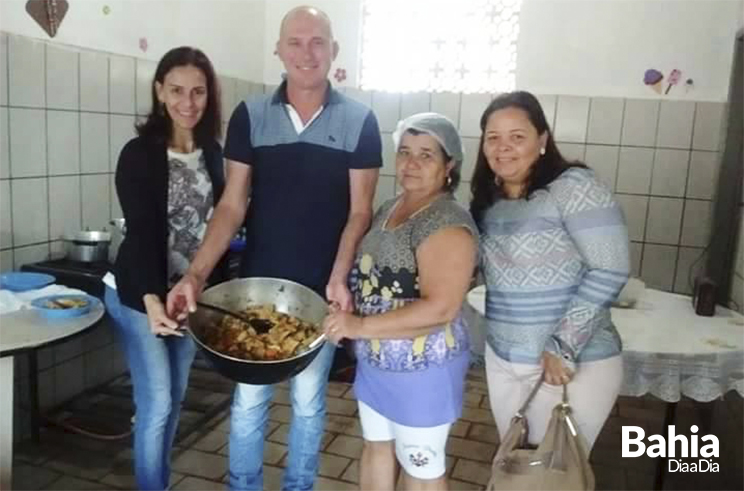 Prefeito Luciano Francisqueto e a secretaria de educao, Christiane Coelho visitaram algumas escolas e conferiram a qualidade das refeies. (Foto: Reproduo/Facebook)