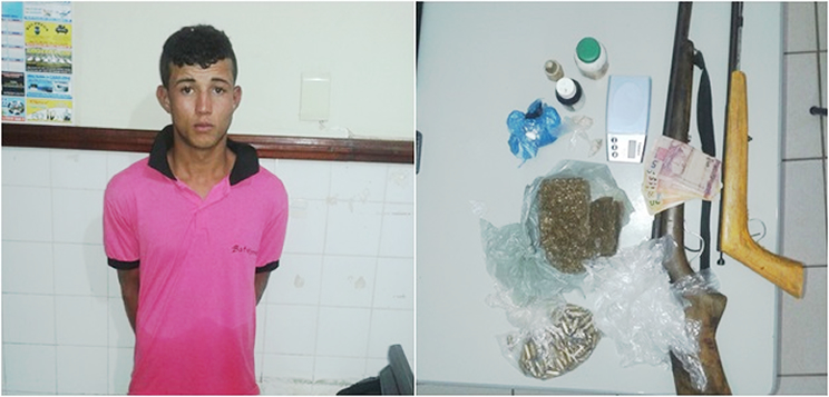 Marcio da Silva de 19 anos foi preso com arma e drogas no Bandeirantes, em Itabela. (Foto: Via41)