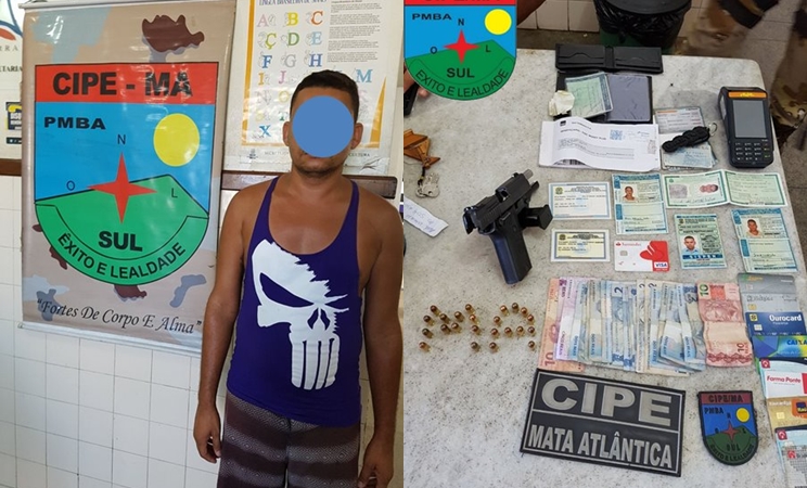 CAEMA prende com arma e documentos federais falsos em Porto Seguro