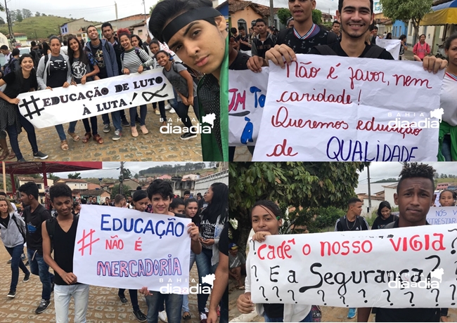 Estudantes protestam por melhorias em escola estadual em Guaratinga. (Foto: Divulgao)