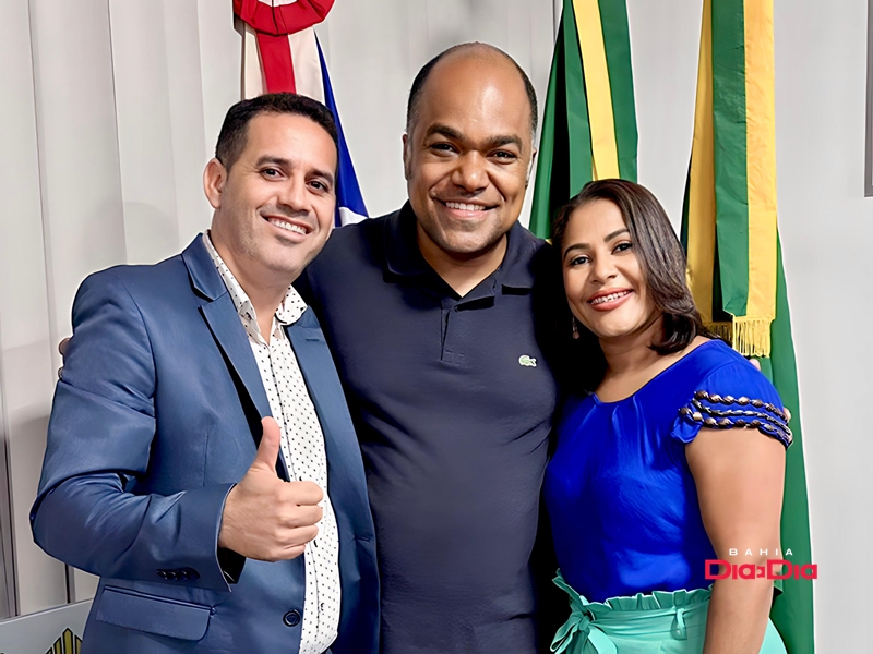 Deputado Samuel Junior ao lado do vereador Giancarlos e de Simone Malacarne. (Foto: Divulgao)