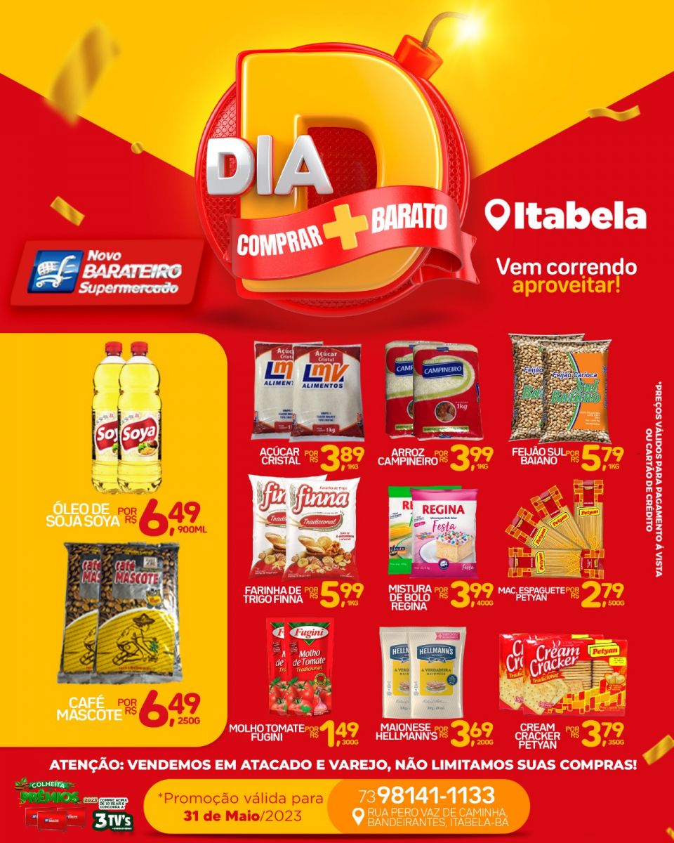 Supermercados Novo Barateiro realiza promoo oferecendo diversos produtos em promoo nesta quarta-feira