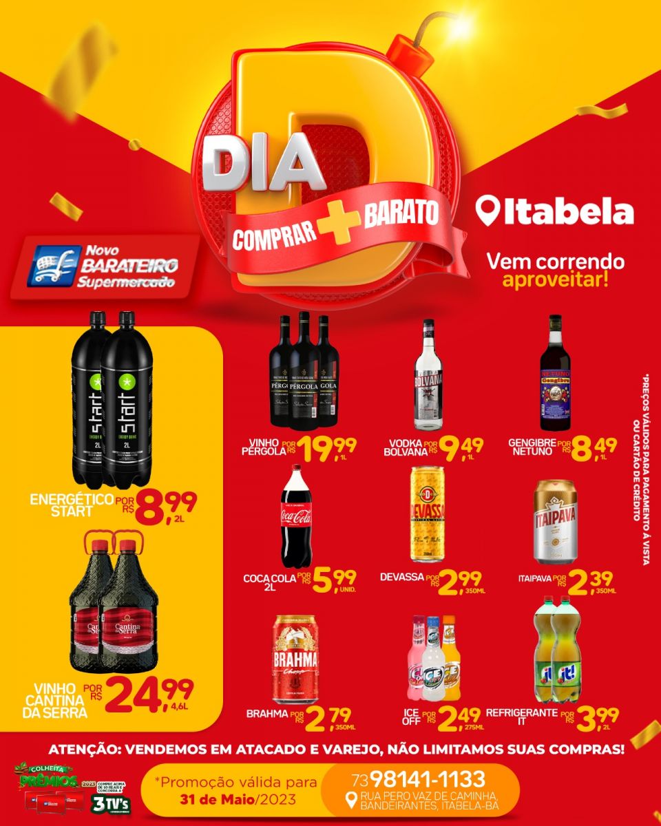 Supermercados Novo Barateiro realiza promoo oferecendo diversos produtos em promoo nesta quarta-feira