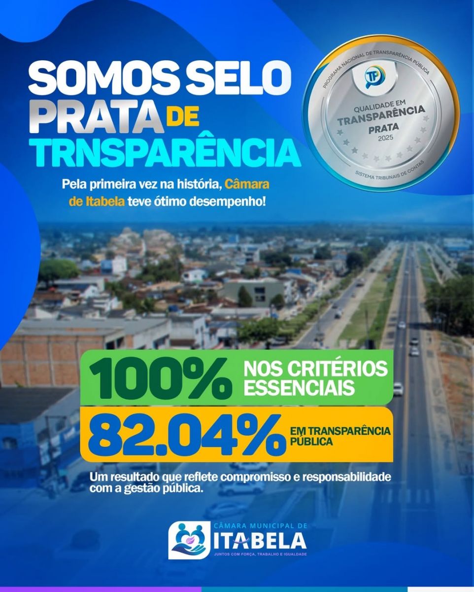 Indito: Cmara de Itabela conquista Selo Prata de Transparncia com 82,04% e lidera ranking regional