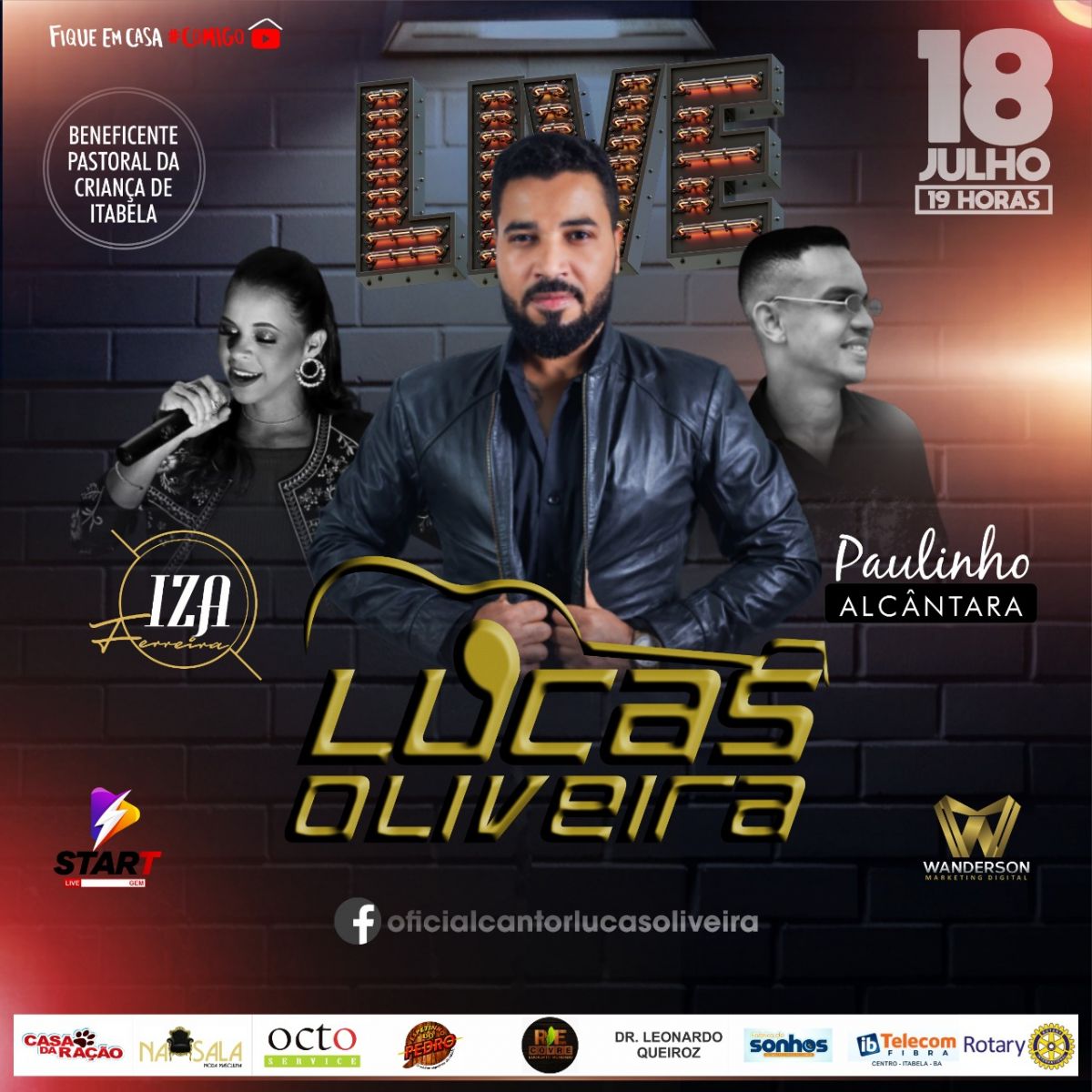Live do cantor Lucas Oliveira recebe Iza Ferreira e Paulinho Alcntara. (Divulgao)