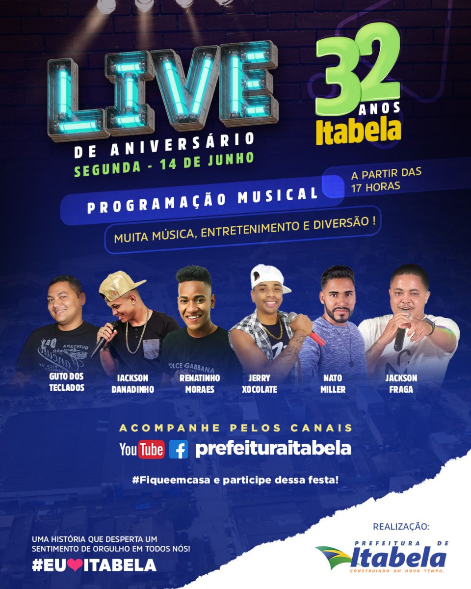 32 anos: Festa de Aniversário de Itabela terá celebração e shows on-line