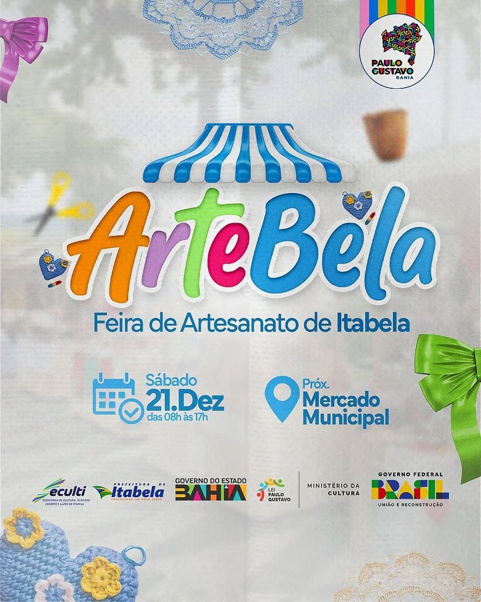 ArteBela: Feira de Artesanato re�ne artes�os e celebra cultura local neste s�bado em Itabela