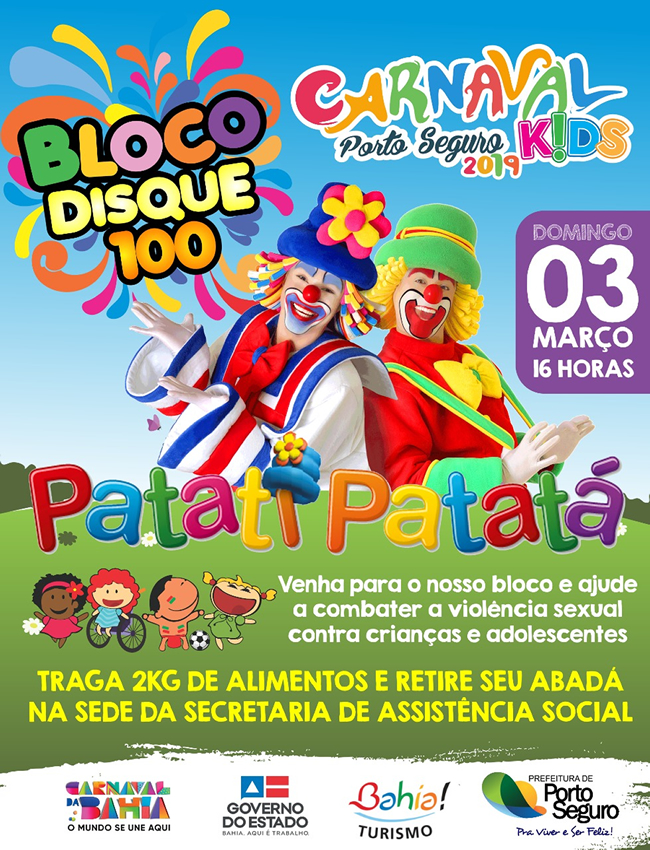 Patati Patat anima pblico infantil no Carnaval de Porto Seguro