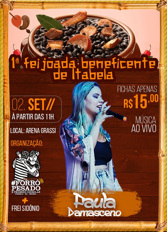 1 Feijoada Beneficente ter show de Paula Damansceno neste domingo