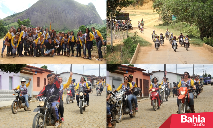 Alegria e muita adrenalina marcam o passeio das motoqueiras em Guaratinga. (Foto: lex Mateus/BAHIA DIA A DIA)