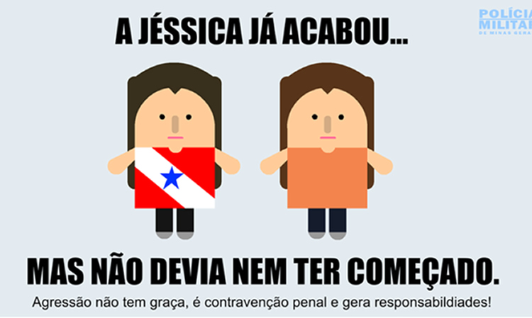 Polcia Militar de Minas Gerais usou a cena para lembrar que agresso  contraveno penal.