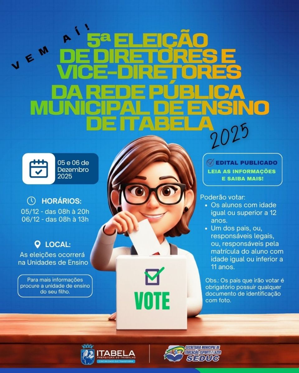 Itabela realiza 5 eleio de diretores e vice-diretores da rede pblica municipal de ensino