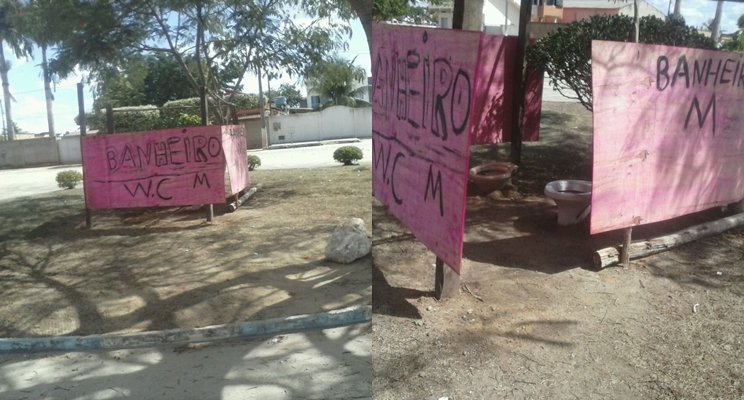 Banheiro improvisado foi um dos motivos do cancelamento da festa. (Foto: Reproduo/whatsapp)