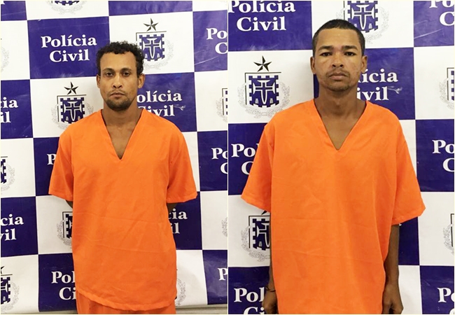Dois suspeitos de assalto foram presos durante a ao. (Foto: Divulgao/SSP)