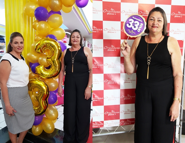 Proprietria da Orqudeas Galerias, Esmeralda Feitosa e ngela Feitosa, durante aniversrio da loja. (Foto: Joziel Costa/BAHIA DIA A DIA)