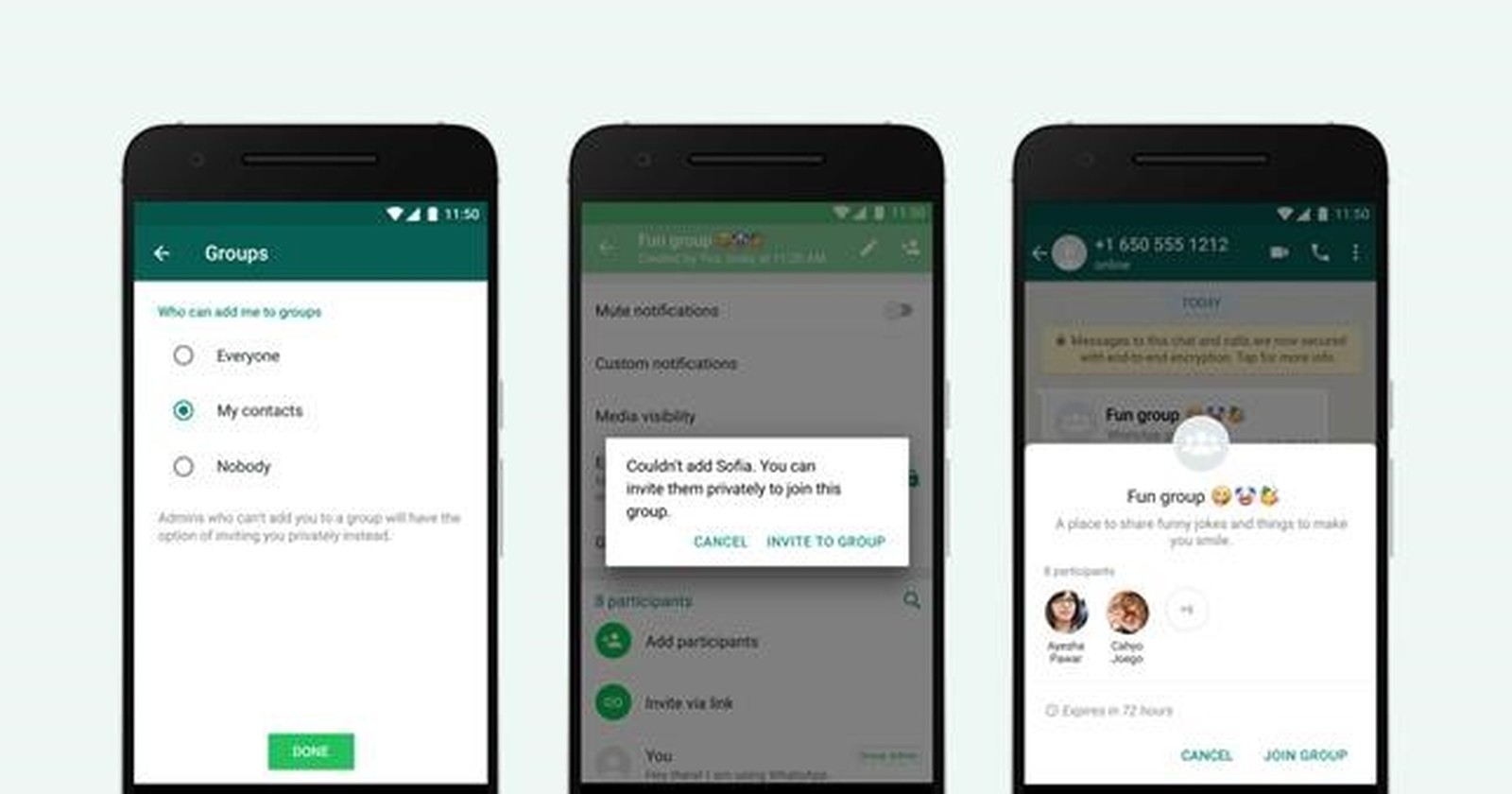 Passo a passo a mudar configuraes para a entrada em grupos no WhatsApp  Foto: Whatsapp/Divulgao